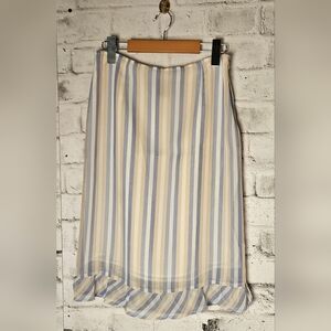 Mac and Jac Striped Midi Skirt Blue Cream Ruffle Hem Size 6